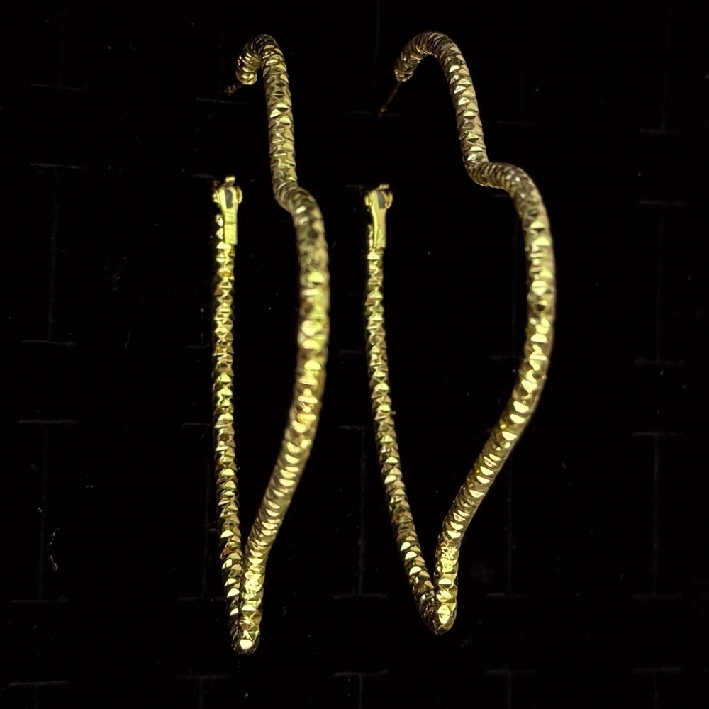 Large lightweight, textured goldtone, hoop pierced earrings